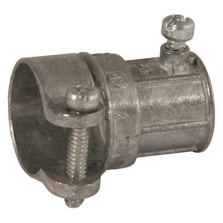 EMT Coupling, 1/2 in, Set Screw, Zinc Alloy, PVC Coated, Gray