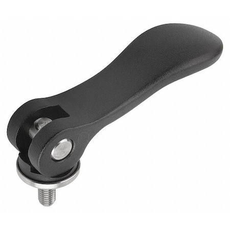 Cam Lever Size: 0 M05X20, A=52,3, B=18, Aluminum Black Powder-Coated, Comp: Stainless Steel