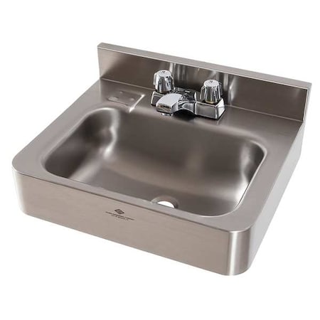 Stainless Steel Bathroom Sink, With Faucet, Bowl Size 14-1/2" x 9-1/2"