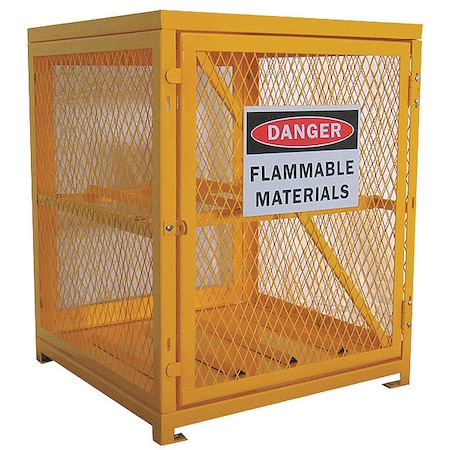 Gas Cylinder Cabinet, 4 Horizontal Cylinder Capacity, Steel, 31 in Width x 35 in Height, Yellow