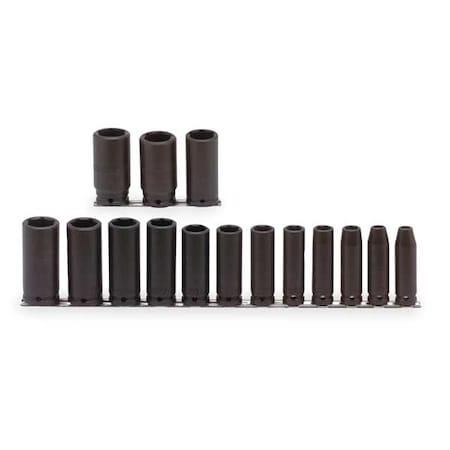 1/2" Drive Deep Impact Socket Set, SAE, 15 pcs
