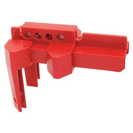 Adjustable Ball Valve Lockout, Clamp On, For Quarter Turn Handle, Max Number of Padlocks: 4, Red