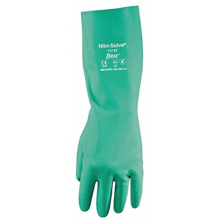 Chemical Resistant Gloves, Nitrile, 13 in L, 11 mil, Green, S, 1 PR