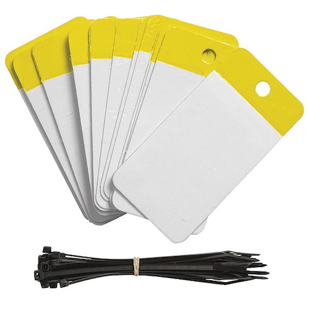 Blank Shipping Tag, Polyester, 5" H x 3-1/4" W, Yellow, Rectangle, 25 PK