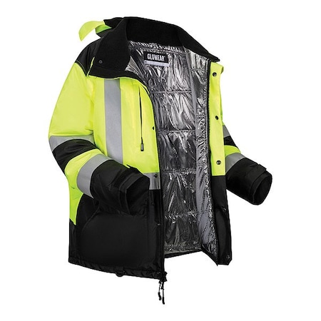 Hi-Vis Winter Jacket, 300D Polyester, Class 3 Type R, Lime, 2XL