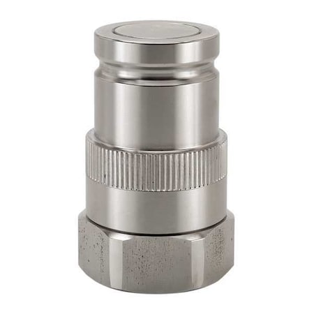 Hydraulic Quick Connect Hose Coupling, 316 Stainless Steel Body, Ball Lock, 3/8"-18 Thread Size