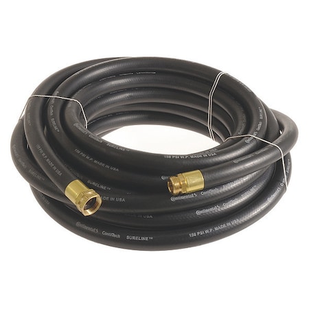 1 in ID x 75 ft L Garden Hose, EPDM Tube, Black, Brass x Brass Fitting