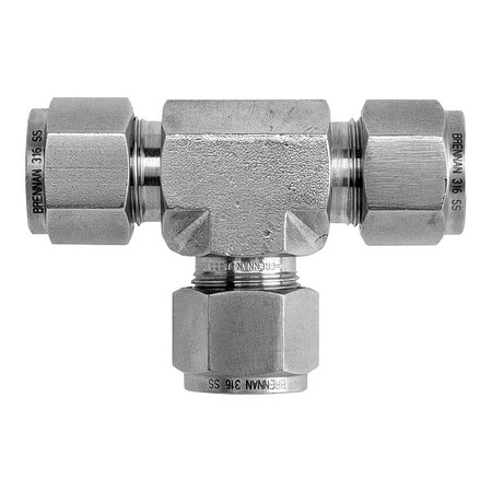 Tee, SS, Comp 1/4", MNPT 1/8", Comp 1/4"
