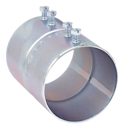 EMT/IMC Coupling, 3 in, Set Screw, Steel, Zinc Plated, Gray