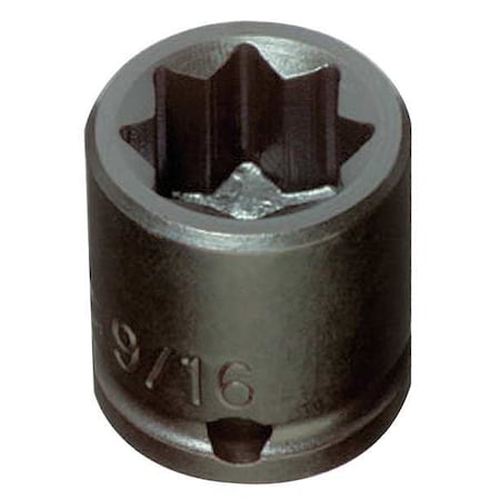 3/8 in Drive Impact Socket 3/8 in Size 8 pt Standard Depth, Black Oxide
