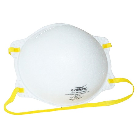 Disposable Respirator, N95, Molded, Dual, Non-Adjustable, Metal Nose Clip, M, PK 20