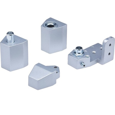 Pivot Hinge, Diecast Aluminum, Half Surface Mounting, 1 1/4 in Leaf W x 2 5/16 in Leaf H, Aluminum