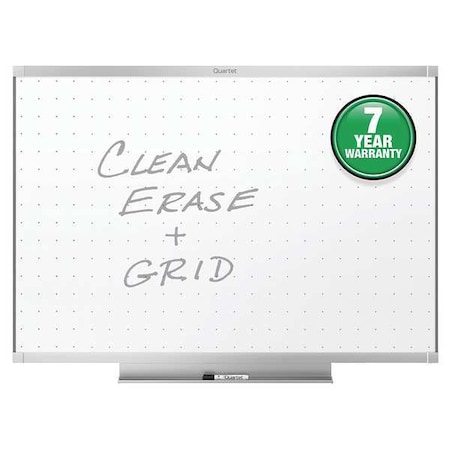 Dry Erase Board, Melamine, 36 in, 48 in, Aluminum/Plastic Frame, White, Gloss