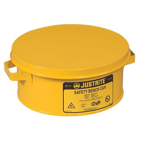 Bench Can 1 gal Steel Can, Steel Plunger, 7 1/2 in Dasher Plate Dia., Yellow