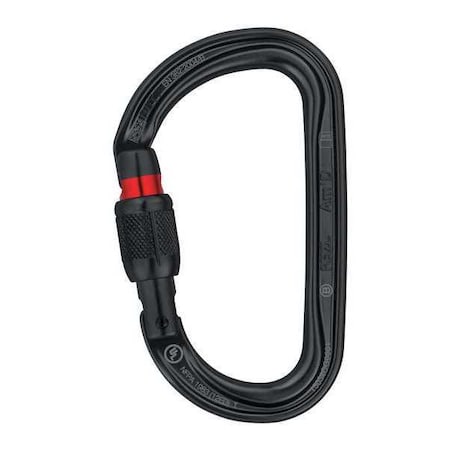 Carabiner, Screw-Lock, 5-5/16" Length, 1" Gate Opening, Aluminum, Black