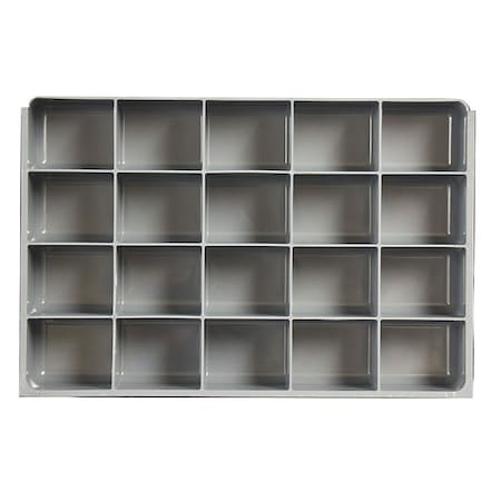 Compartment Drawer Insert with 20 compartments, Polypropylene, 2" H x 13-3/8 in W