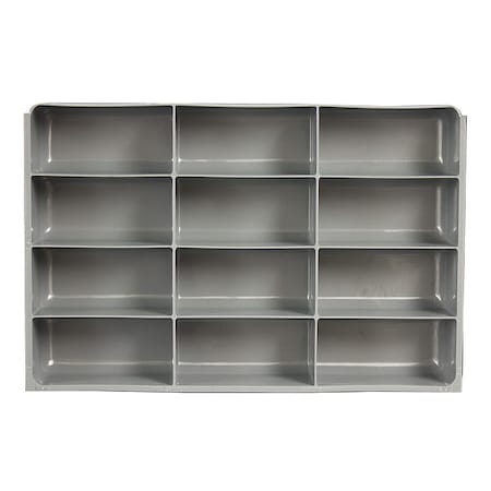 Compartment Drawer Insert with 12 compartments, Polypropylene, 3" H x 18 in W