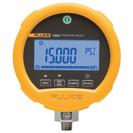 Digital Test Compound Gauge, -0.4 to 0 to 0.4 psi, 3 3/4 in Dial, 1/4 in NPT, Bottom Location
