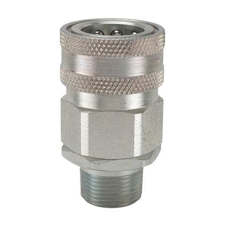 Hydraulic Quick Connect Hose Coupling, Steel Body, Sleeve Lock, 3/8"-18 Thread Size, IH Series