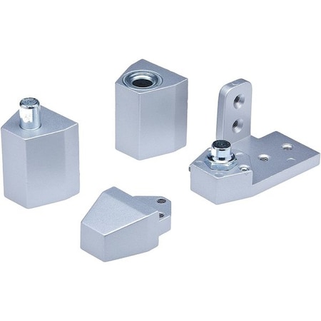 Pivot Hinge, Diecast Aluminum, Half Surface Mounting, 1 1/4 in Leaf W x 2 5/16 in Leaf H, Aluminum