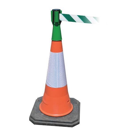 Retractable Barrier Tape, Green, Blank
