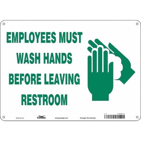 EMPLOYEES MUST WASH HANDS BEFORE LEAVING RESTROOM, 14 in W x 10 in H, 485N37