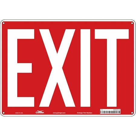 Exit Sign, Aluminum, 14" W, 10" H, Exit, Red