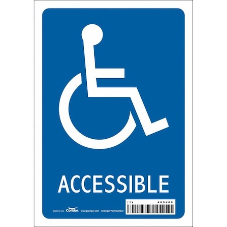 ACCESSIBLE, 7 in W x 10 in H, Horizontal Rectangle, Vinyl, 485J68