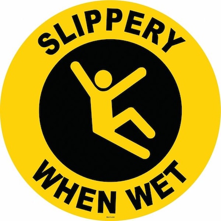 Anti-Slip Floor Sign, 17 in H, 17 in W, Vinyl, Circle, English, FS-17-312