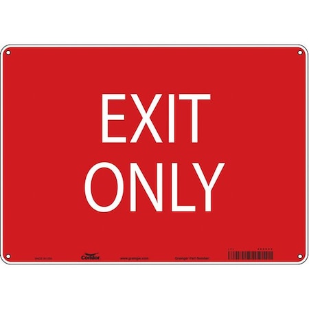 Exit Sign, Aluminum, 14" W, 10" H, Exit Only, Red