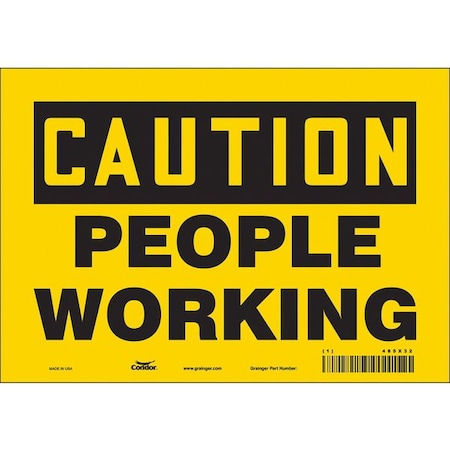 Caution, PEOPLE WORKING, 10 in W x 7 in H, Vertical Rectangle, Vinyl, 485X32