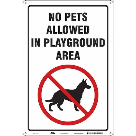 NO PETS ALLOWED IN PLAYGROUND AREA, 12 in W x 18 in H, Vertical Rectangle, Aluminum, 485L62