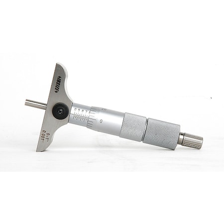 Depth Micrometer,4" L Base,Flat Anvil