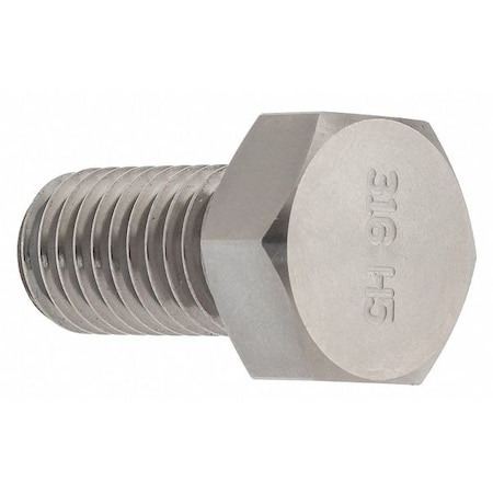 316, M6-1.00 Hex Head Cap Screw, Plain Stainless Steel, 12 mm L