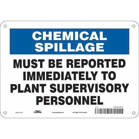 Chemical Sign, 7 in H, 10 in W, Polyethylene, Vertical Rectangle, English, 486A53