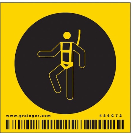 Safety Sign, 2-1/4"W, 2-1/4"H, 0.004" Thick, 486C72