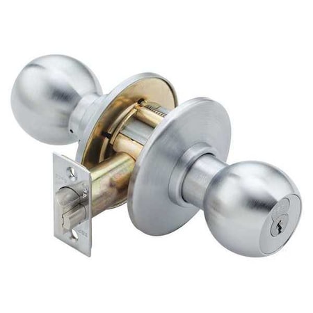 Knob Lockset,2-3/4" Backset,Mechanical