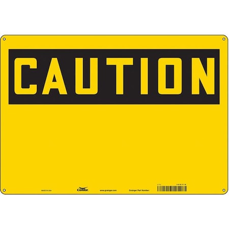 Caution Sign, 20" W, 14" H, English, Plastic, Yellow