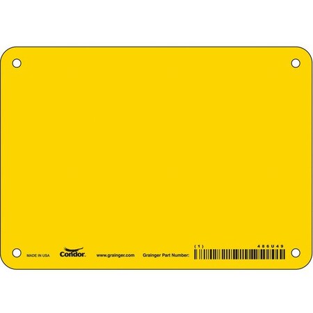 Blank Sign, 7" W, 5" H, No Text, Aluminum, Yellow