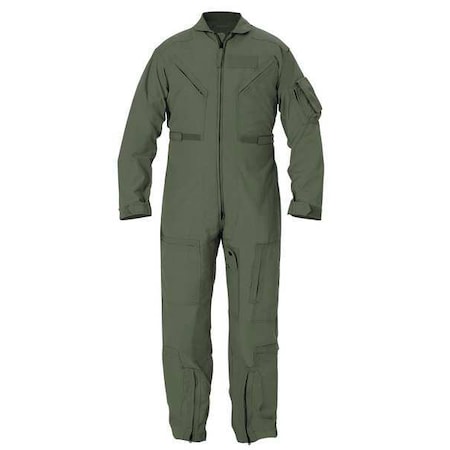 Flight Suit, Nomex(R), 4.5 oz Fabric Weight, 30 5/8 in Inseam, Freedom Green, 42 Regular