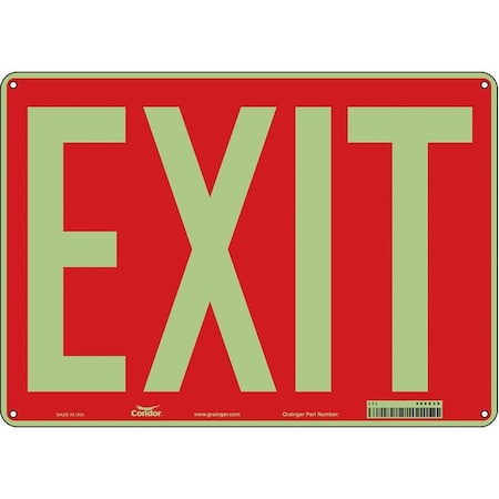 Exit Sign, Plastic, 14" W, 10" H, Exit, Red