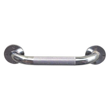 Knurled Grab Bar, 12" L, Steel, Chrome plated