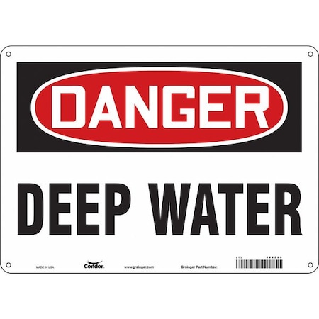Danger, Deep Water, 14 in W x 10 in H, Horizontal Rectangle, Aluminum, 486Z08