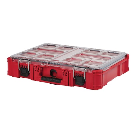 PACKOUT Tool Case, 10 Compartments, 19-3/4 in W x 15-1/2 in D x 4-5/8 in H, Red, Plastic