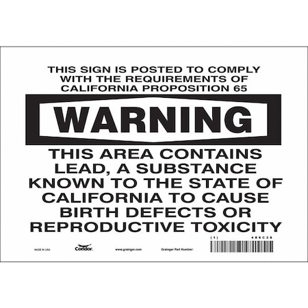 Chemical Sign, 7 in H, 10 in W, Vinyl, Vertical Rectangle, English, 486C28