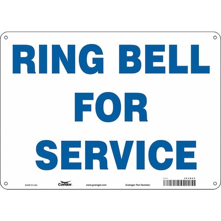 RING BELL FOR SERVICE, 14 in W x 10 in H, Horizontal Rectangle, Polyethylene, 485M89