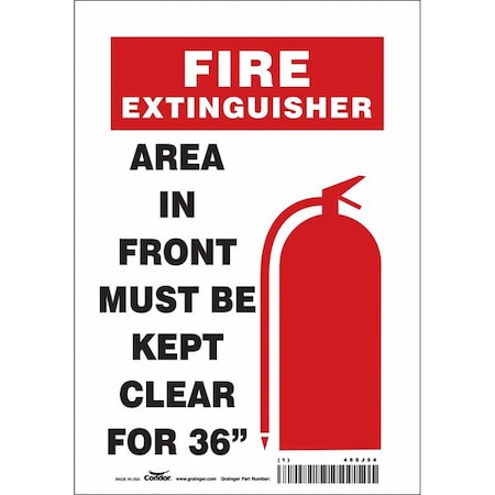 AREA IN FRONT MUST BE KEPT CLEAR FOR 36 in, 7 in W x 10 in H, Horizontal Rectangle, Vinyl, 485J54