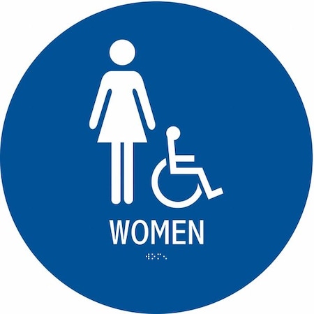 WOMEN, 13 in W x 13 in H, Circle, ABS Plastic, 486G82
