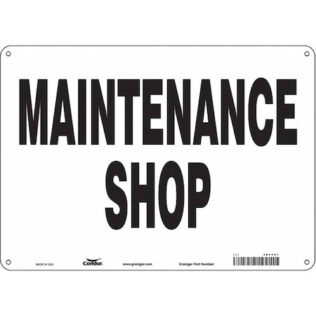 MAINTENANCE SHOP, 14 in W x 10 in H, Horizontal Rectangle, Polyethylene, 486Y01