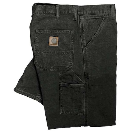 Men's Dungaree Work Pants, 44 in, Black, Cotton